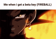 a picture of a cartoon character with the words me when i get a beta key ( fireball )