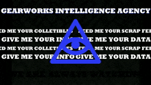 a poster for gearworks intelligence agency with a blue eye in the middle