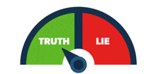 a green and red speedometer with the words truth and lie