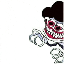 a cartoon of a monster with a huge mouth and a hat .