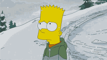 bart simpson lonely sad snowing slope