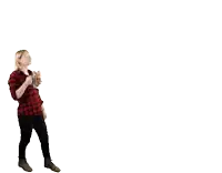 a man and a woman are pointing at each other with the words " no thank you " in the corner