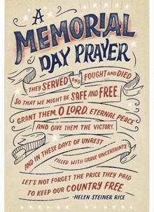 a poster that says a memorial day prayer by helen steiner rice