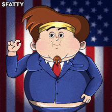 a cartoon of a fat man in a suit and tie with the name fatty on the bottom