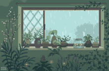 minimoss pixel art raining rain mood