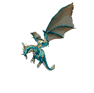 a blue dragon is flying in the air with its wings spread