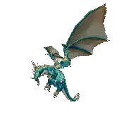 a blue dragon is flying in the air with its wings spread