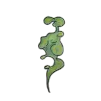 a drawing of a green smoke coming out of a mouth on a white background
