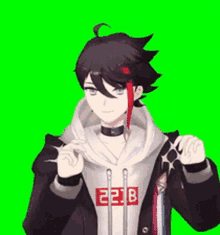 a cartoon character is wearing a hoodie with the letters 2222 on it .