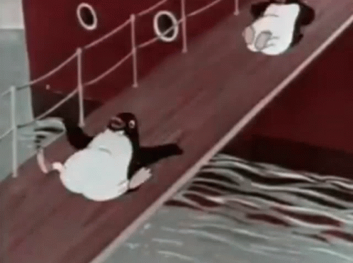 penguin sliding cartoon
