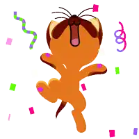 a cartoon cat is dancing with confetti around him