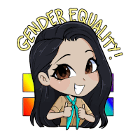 a cartoon drawing of a girl with the words gender equality written around her