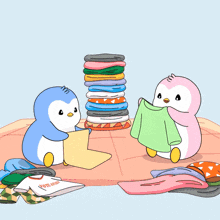 Folding Clothes Pudgy Penguins GIF - Folding Clothes Pudgy Penguins It'S Time To Do Household Chores GIFs