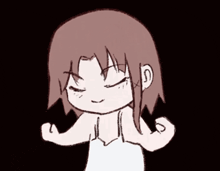 a cartoon drawing of a girl with red eyes