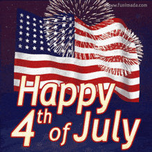 a poster that says happy 4th of july with an american flag and fireworks