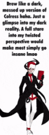 a drawing of drew like a dark messed up version of colress