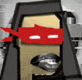 a drawing of a woman with black lips and a red mask on her eyes