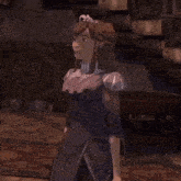 a cartoon character in a purple dress with a tiara on her head