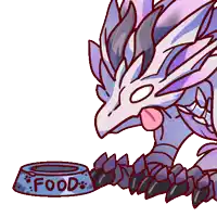 a cartoon of a dragon eating from a bowl of food