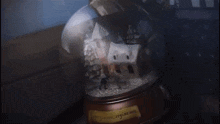 a snow globe with a sign that says ' l' esperanza regina nova ' on it