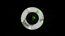 a computer generated image of a green circle on a black background .