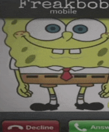 a picture of spongebob with the words freakbob mobile