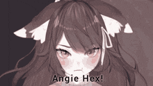 a drawing of a girl with angie hex written above her