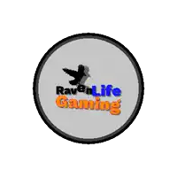 a logo for ravenlife gaming with a black bird