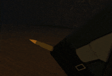 a computer generated image of a person holding a white object in a dark room