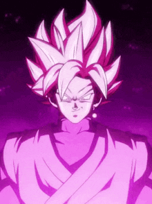 a close up of a dragon ball z character with a purple background