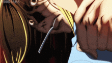 a close up of a person holding a spoon in their mouth with the words adds sama below them