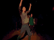 a blurry picture of people dancing in a dark room with the letter c in the corner