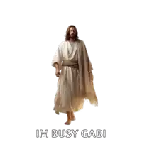 a picture of jesus with the words im busy gabi written below him