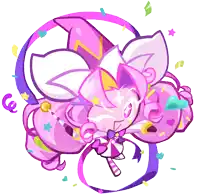 a colorful drawing of a cat with a bow and a lollipop