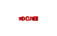 a white background with the word so cute in red letters