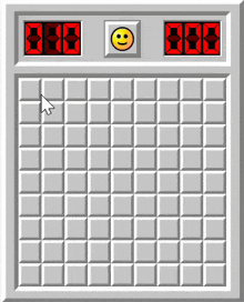 a computer screen with a smiley face in the middle and a cursor pointing to it