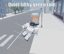 a screenshot of a video game that says quiet filthy green role on it