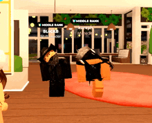 a screenshot of a video game with a middle rank sign