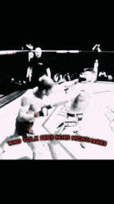 two men boxing in a ufc ring with the words who volk sees in his nightmares