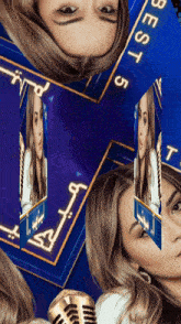 a woman 's face is on a blue background with the words best