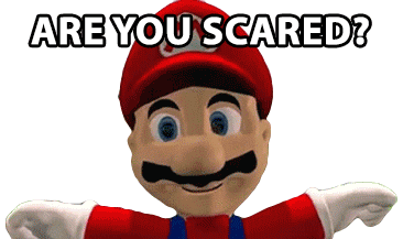 Are You Scared Super Mario Sticker - Are You Scared Super Mario Futuristichub Stickers