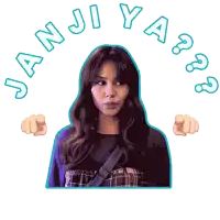 a sticker of a woman with a heart and the words " janji ya "