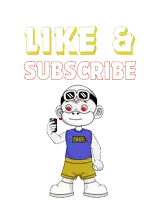 a cartoon of a monkey holding a lighter with the words like & subscribe above him