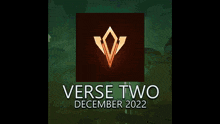 a poster for verse two december 2022 with a picture of a building