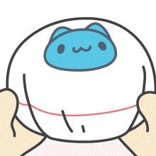a cartoon drawing of a blue cat wearing a hat and a white collar