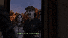 a man with a mustache talks to a woman in a game