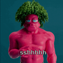 a cartoon character with green hair and the words sshhhh