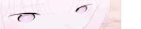 a close up of a girl 's eyes with purple irises and white hair .