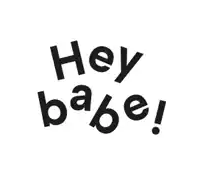 a black and white logo for hey babe !