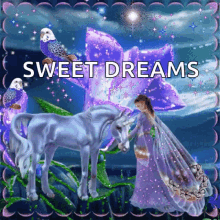 sweet dreams good night glitter fairy unicorn